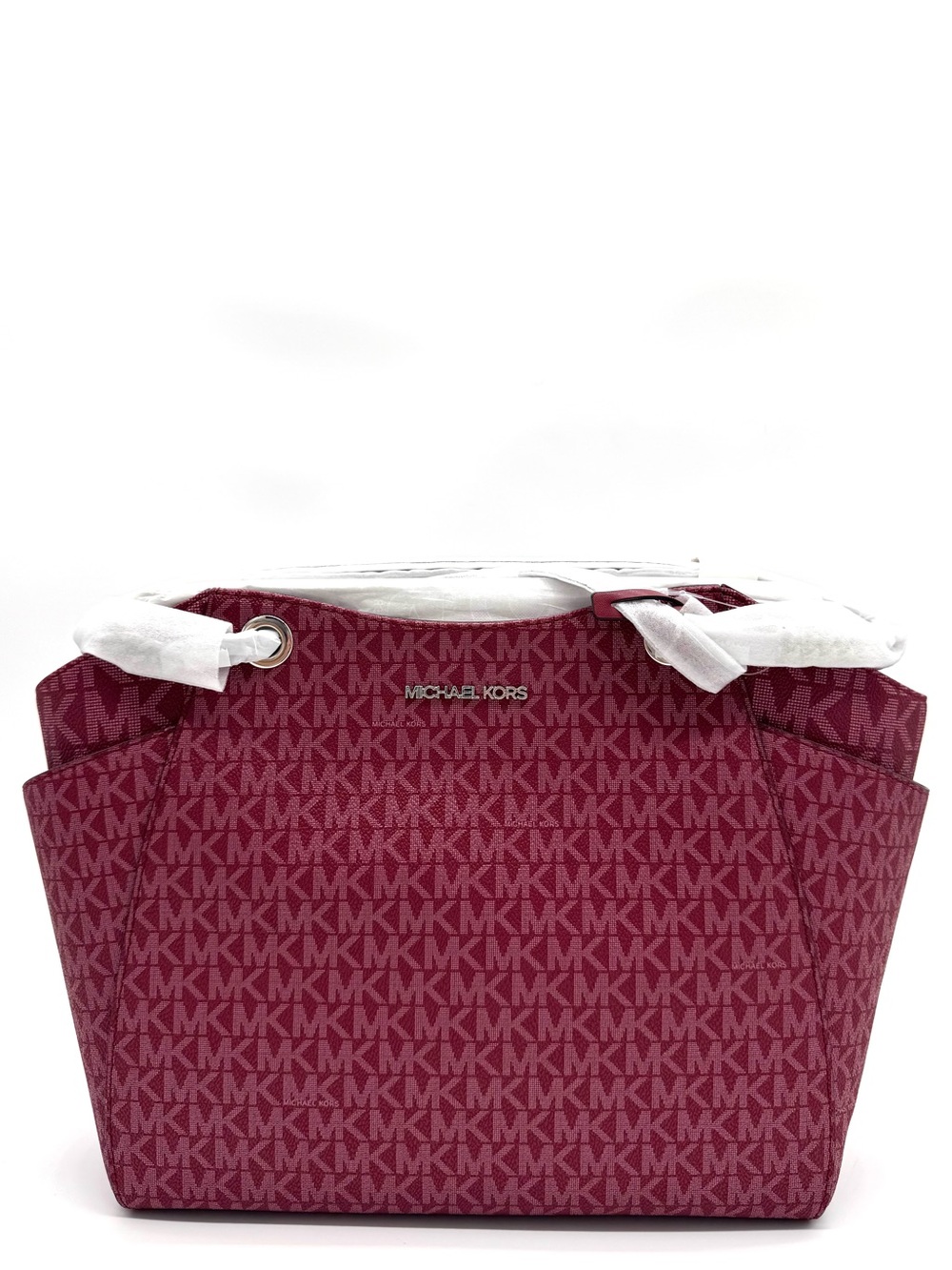 Michael Kors Jet Set Large Signature Logo Shoulder Bag - Maroon